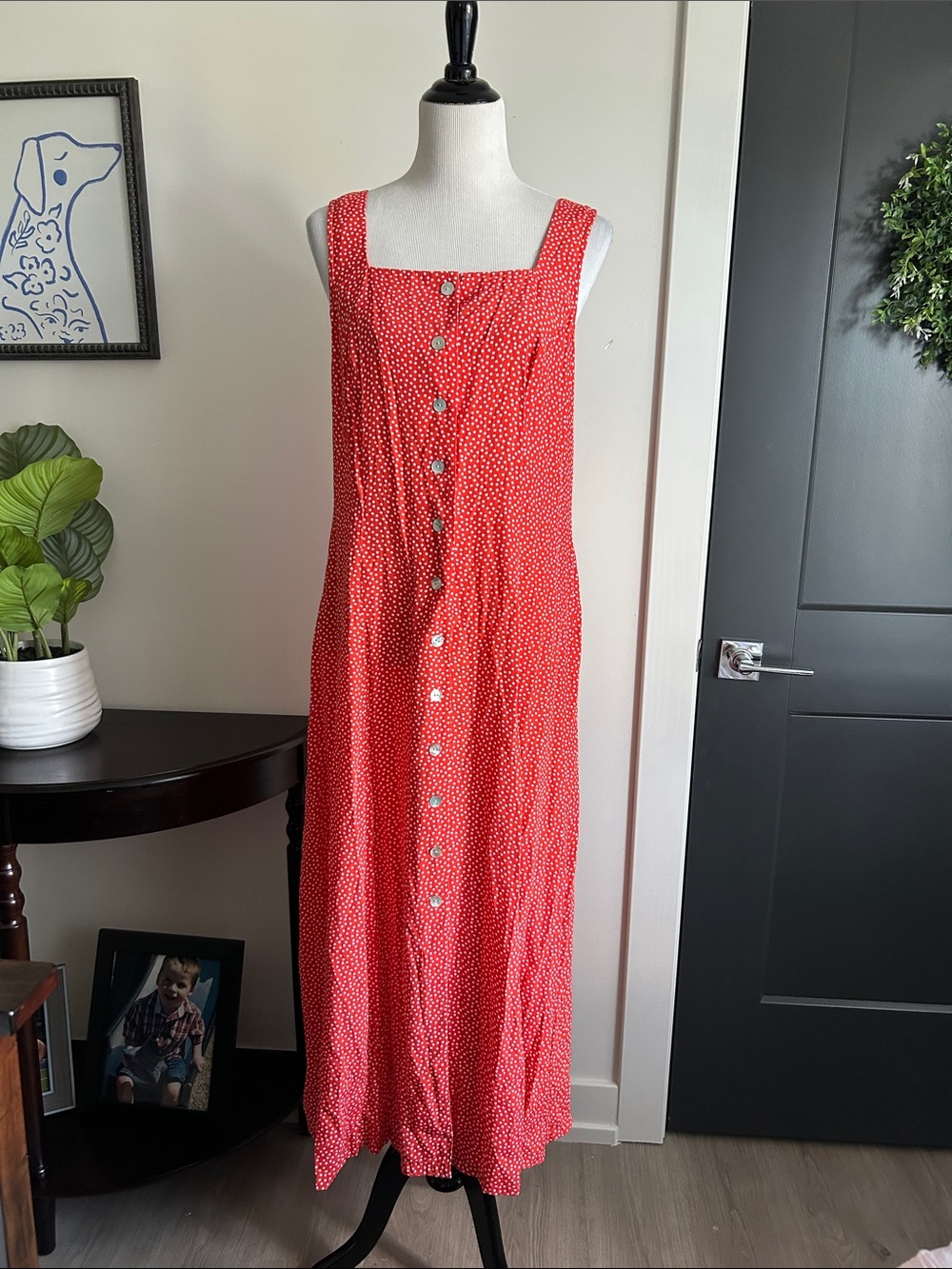 Vintage Coldwater Creek Red Maxi Dress with White Polka Dots